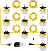 130W LED Construction String Lights Round Series 100FT 16000LM 3 Prong 10 Integrated LED Lights